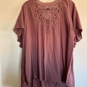 Torrid Mauve Lace Detail Women's Top | size 4 (4X)